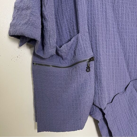 Ali Miles Lagenlook Tunic Cowl Neck Asymmetrical 3/4 Sleeve Top Purple Small - Picture 3 of 11